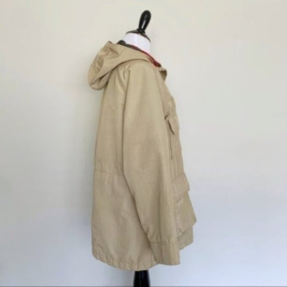 Vintage 80s Woolrich Tan Plaid Flannel Lined Hooded Anorak Utility Jacket Medium - Picture 5 of 16